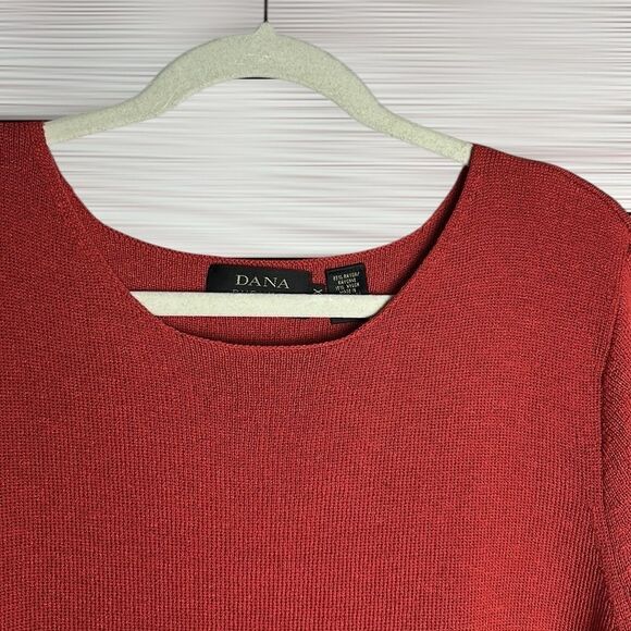 Dana Buchman Woman Terracota Knit Top Short Sleeve Round Neck size 2X Vintage - Picture 2 of 7